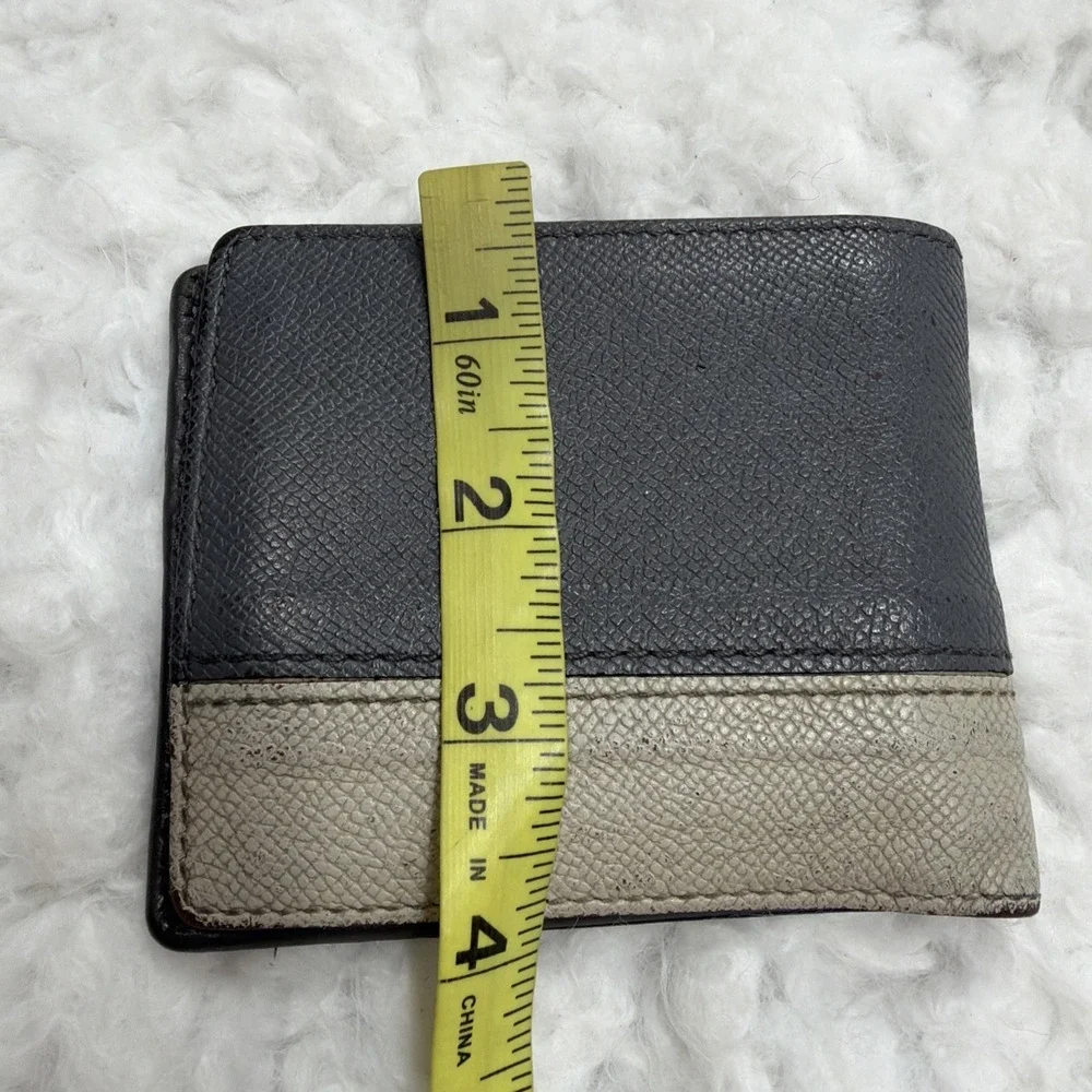 BURBERRY Wallet Men Bifold Gray Leather Made In Italy Classic Two Tone Designer